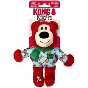 Kong‎ Size S/M Wild Knots Holiday Plush Bear Rope Dog Toy Christmas Sweater Red